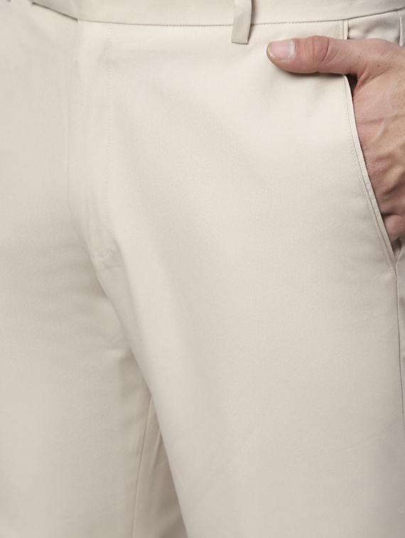 beige cotton flat front formal trouser - 19453181 - Standard Image - 4