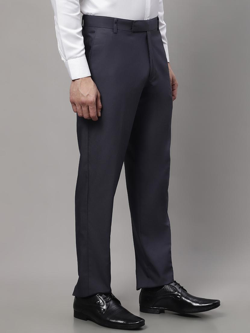 blue cotton flat front formal trouser - 19453182 - Standard Image - 1
