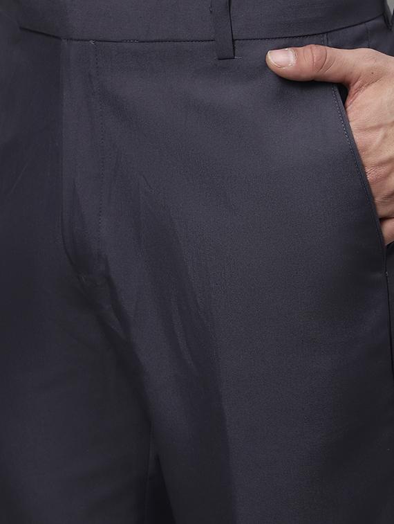 blue cotton flat front formal trouser - 19453182 - Standard Image - 4