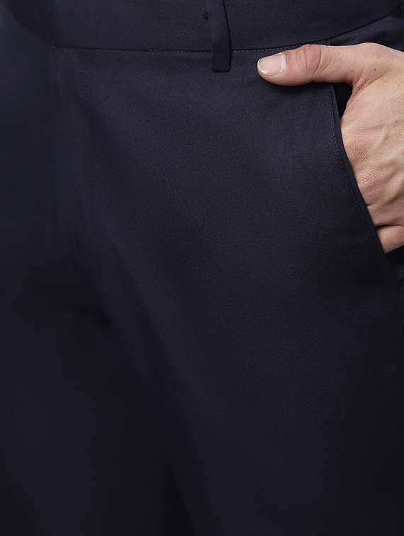 navy blue cotton flat front formal trouser - 19453183 -  Standard Image - 4