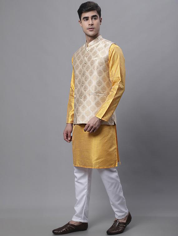 printed kurta pyjama with nehru jacket - 19453243 - Standard Image - 1