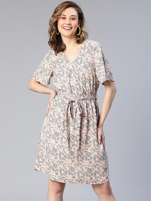 women's belted leaf print dress - 19453250 - Standard Image - 0