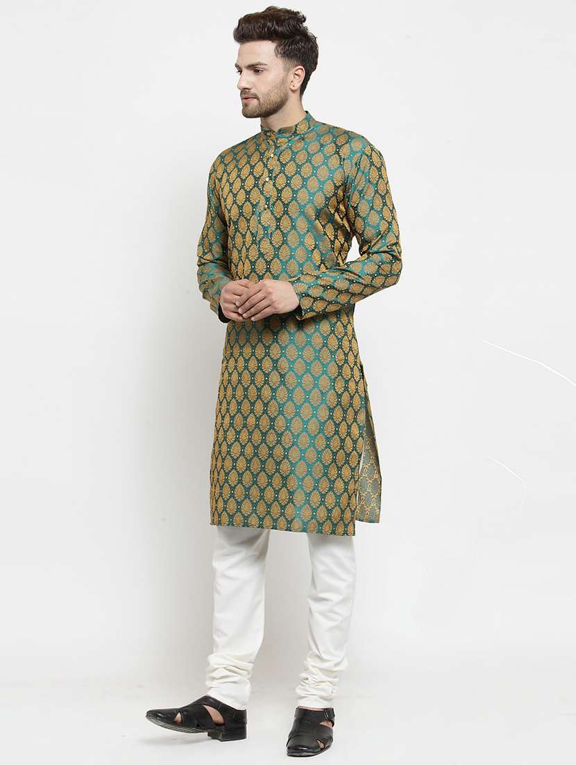 men self designed long sleeve kurta and pajama - 19453268 -  Standard Image - 1