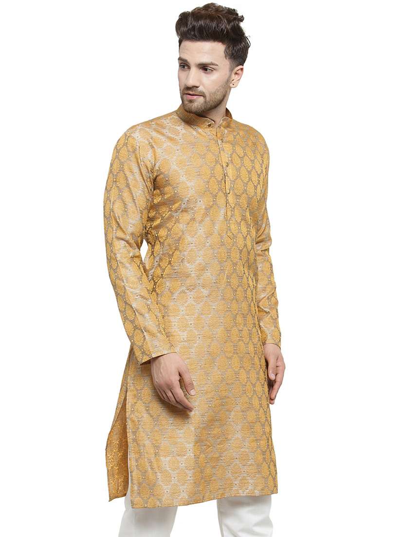 men self designed long sleeve kurta and pyjama set - 19453271 -  Standard Image - 1