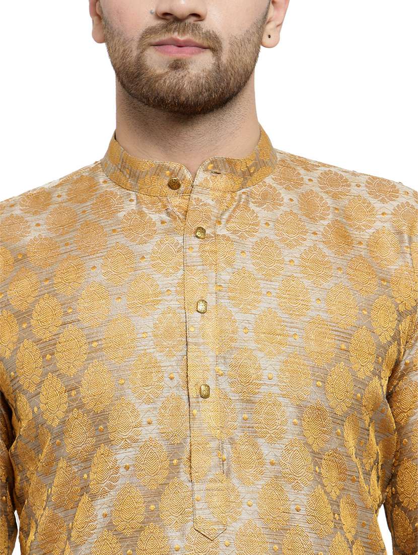 men self designed long sleeve kurta and pyjama set - 19453271 -  Standard Image - 4