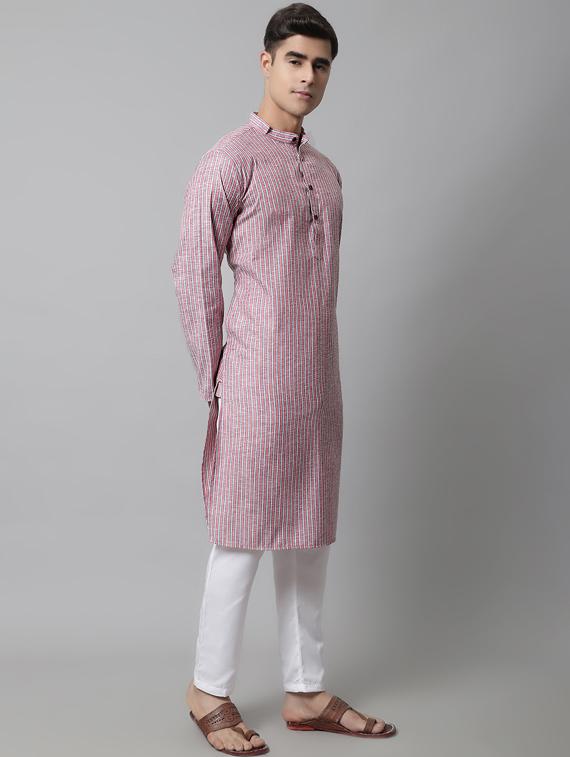 pink striped kurta pyjama set - 19453298 - Standard Image - 1