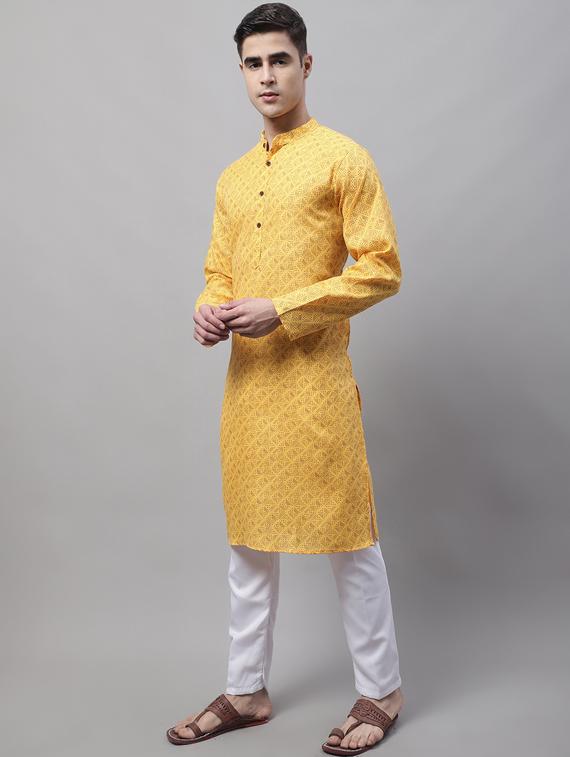 yellow printed kurta pyjama set - 19453315 -  Standard Image - 1