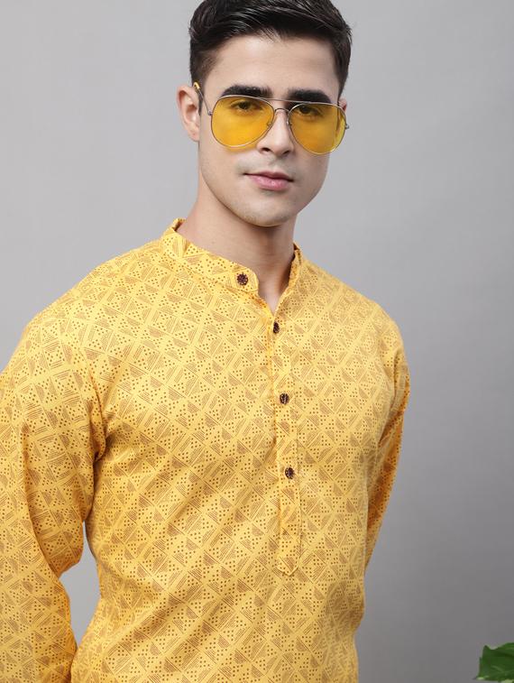 yellow printed kurta pyjama set - 19453315 - Standard Image - 4