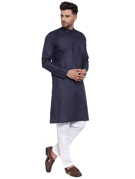 solid cotton kurta pyjama set - 19453347 - Standard Image - 1