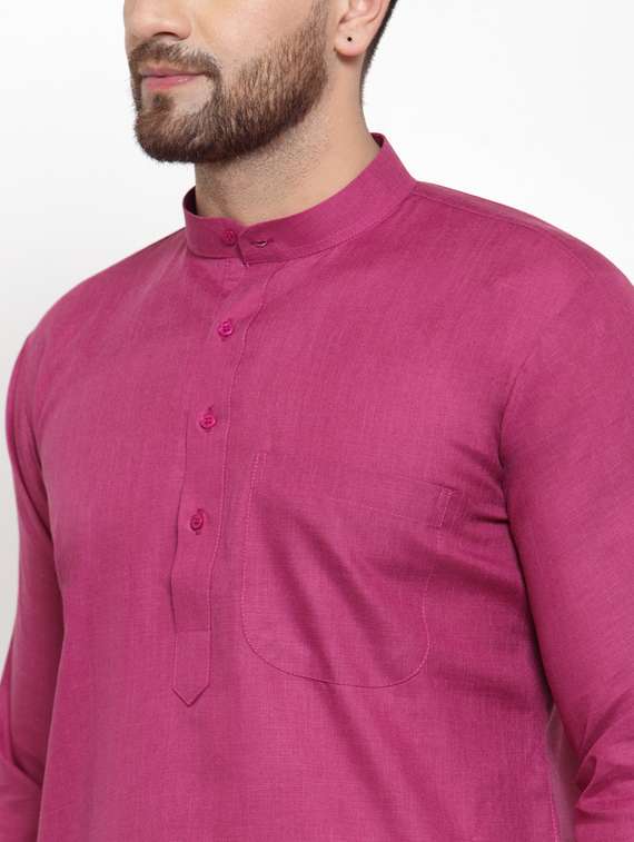 solid cotton kurta pyjama set - 19453350 -  Standard Image - 4