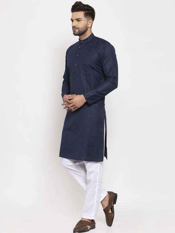 solid cotton kurta pyjama set - 19453364 -  Standard Image - 1