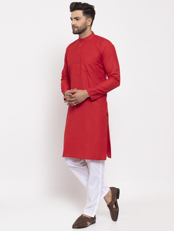 solid cotton kurta pyjama set - 19453372 - Standard Image - 1