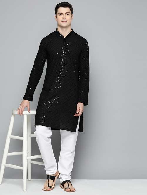 sequined embroidered kurta pyjama set - 19453388 -  Standard Image - 0