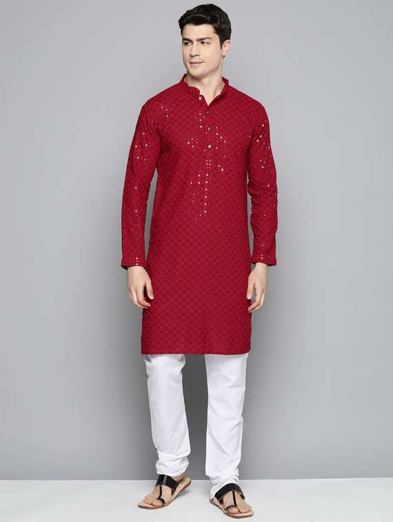 sequined embroidered kurta pyjama set - 19453392 -  Standard Image - 1