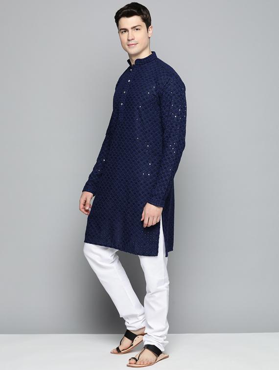 sequined embroidered kurta pyjama set - 19453393 - Standard Image - 1