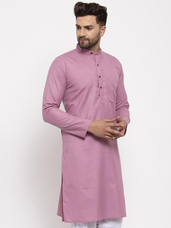 purple solid long kurta - 19453417 - Standard Image - 1