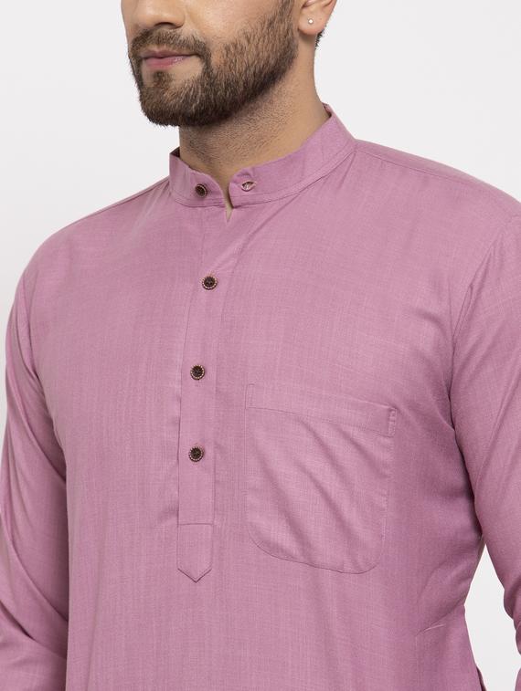 purple solid long kurta - 19453417 - Standard Image - 4