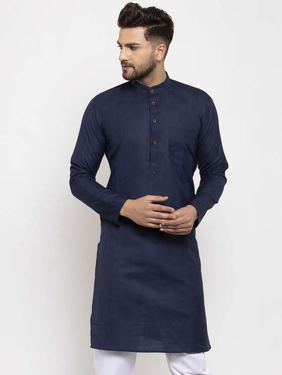 navy blue solid long kurta
