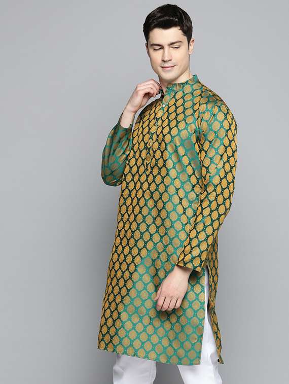green self design long kurta - 19453426 -  Standard Image - 1
