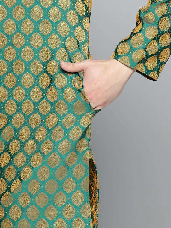 green self design long kurta - 19453426 - Standard Image - 4