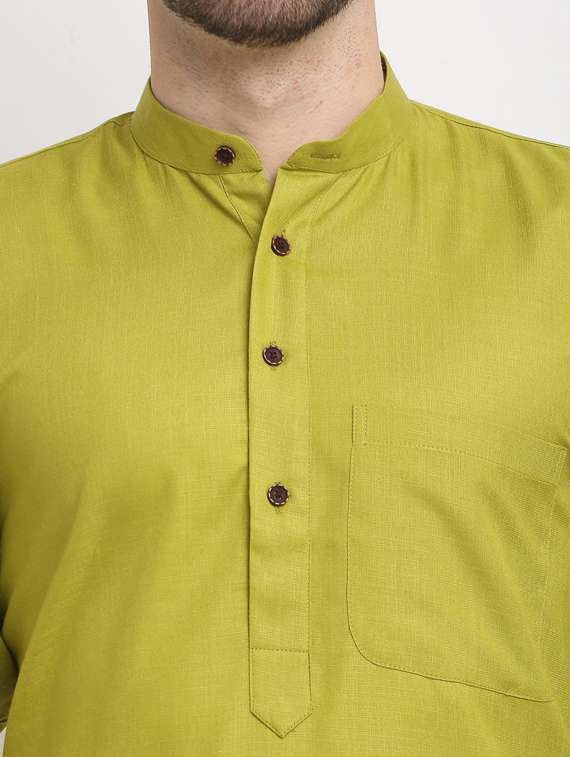 green solid long kurta - 19453427 -  Standard Image - 4