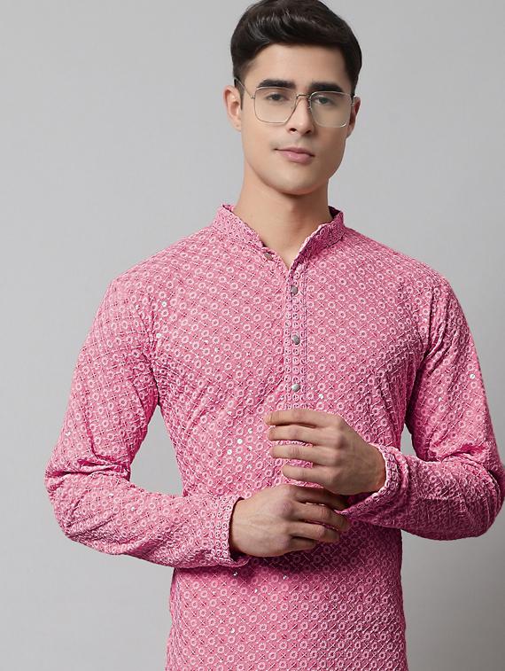 pink embroidered long kurta - 19453428 - Standard Image - 4