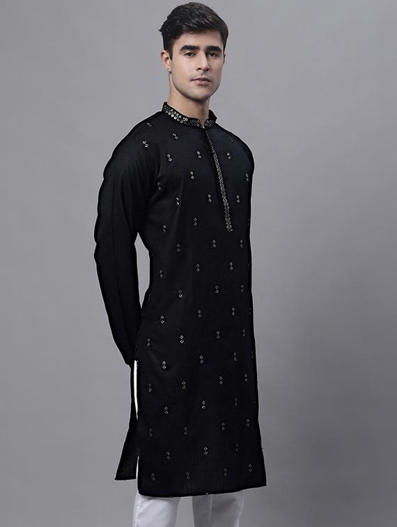 black embroidered long kurta - 19453437 -  Standard Image - 1