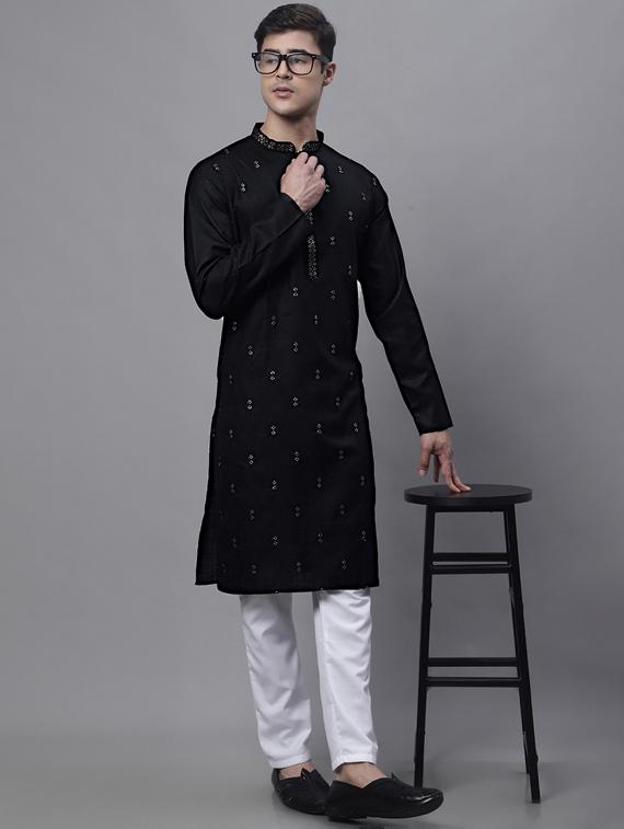 black embroidered long kurta - 19453437 - Standard Image - 4