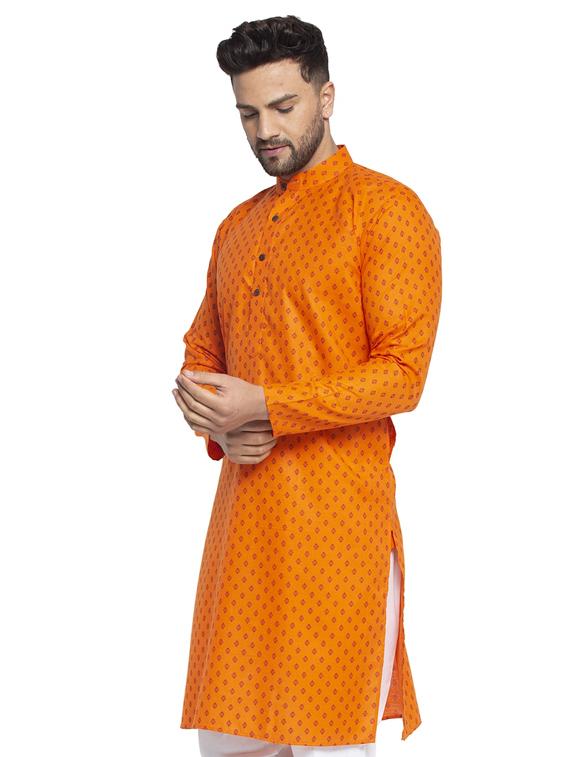 orange printed long kurta - 19453451 - Standard Image - 1
