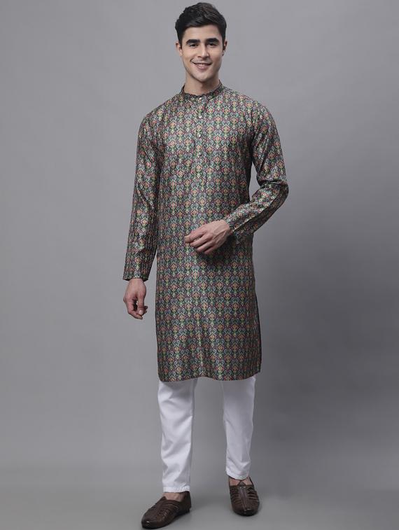 green printed long kurta - 19453452 - Standard Image - 4