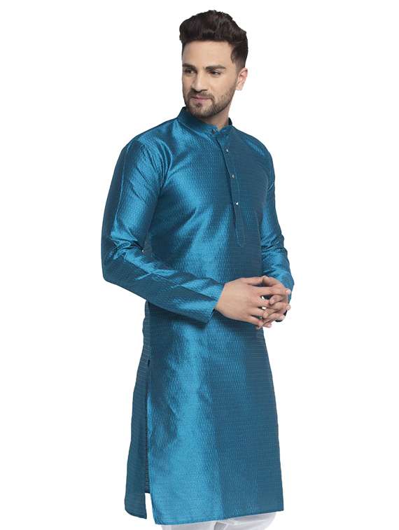 navy blue solid long kurta - 19453469 - Standard Image - 1