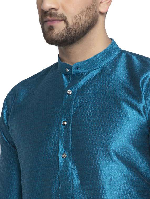 navy blue solid long kurta - 19453469 - Standard Image - 4
