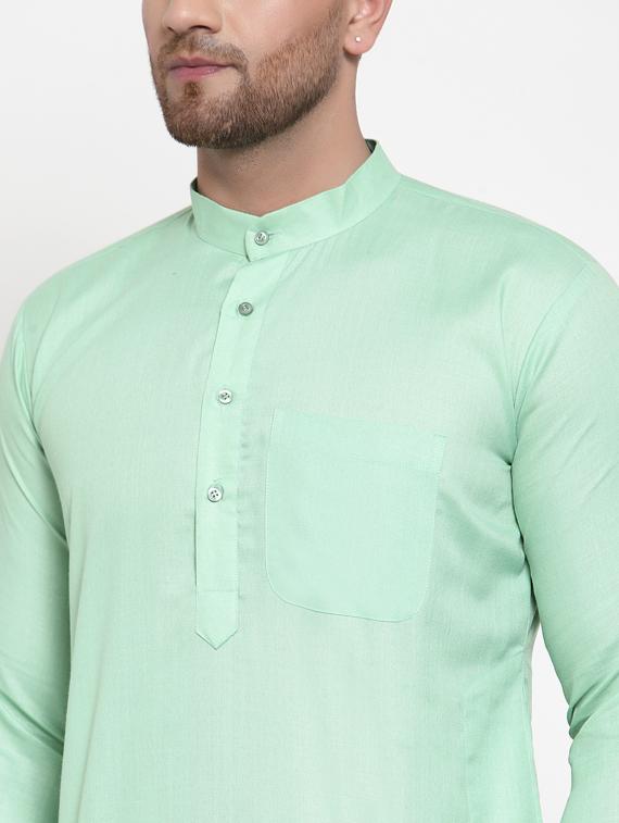 green solid long kurta - 19453474 - Standard Image - 4