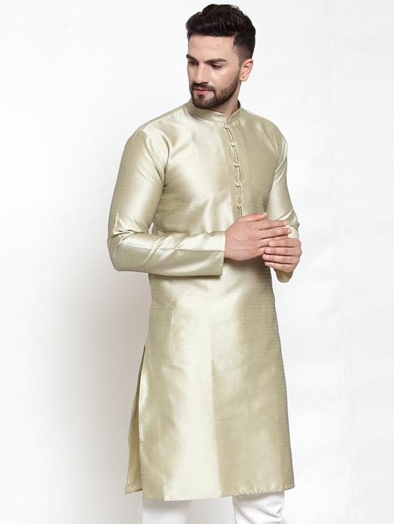 beige self design long kurta - 19453478 - Standard Image - 1