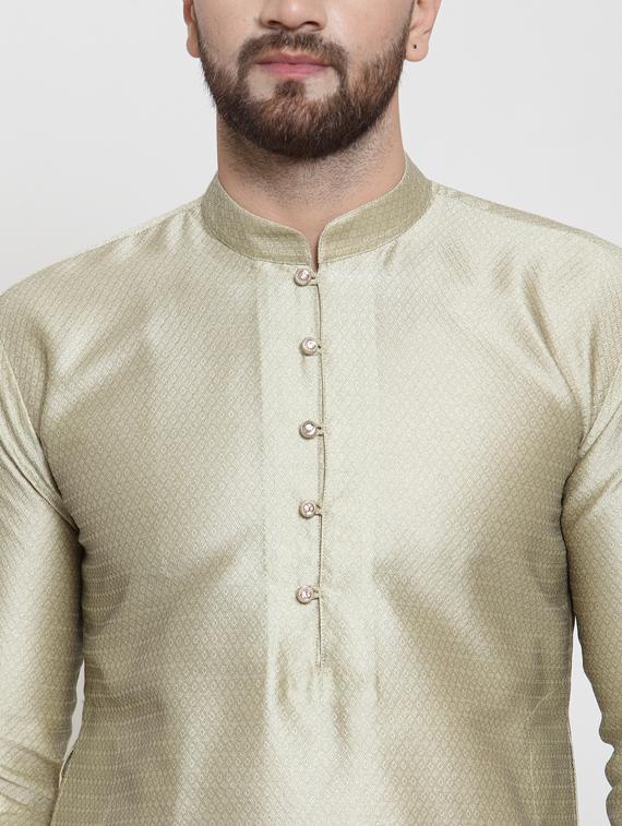 beige self design long kurta - 19453478 - Standard Image - 4