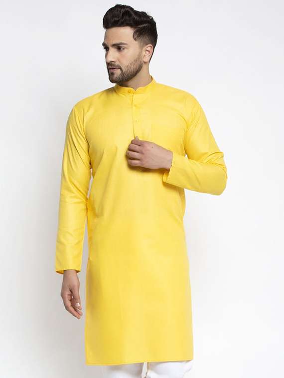 yellow solid long kurta