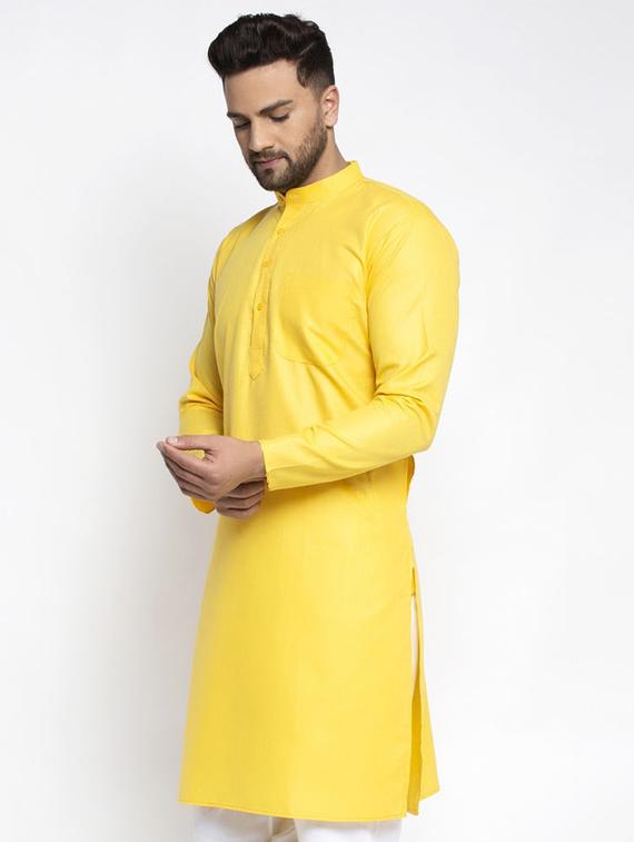 yellow solid long kurta - 19453479 - Standard Image - 1