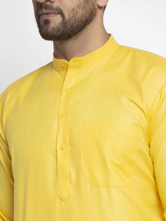 yellow solid long kurta - 19453479 - Standard Image - 4