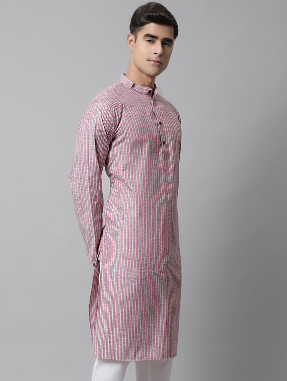 pink striped long kurta - 19453480 - Standard Image - 1