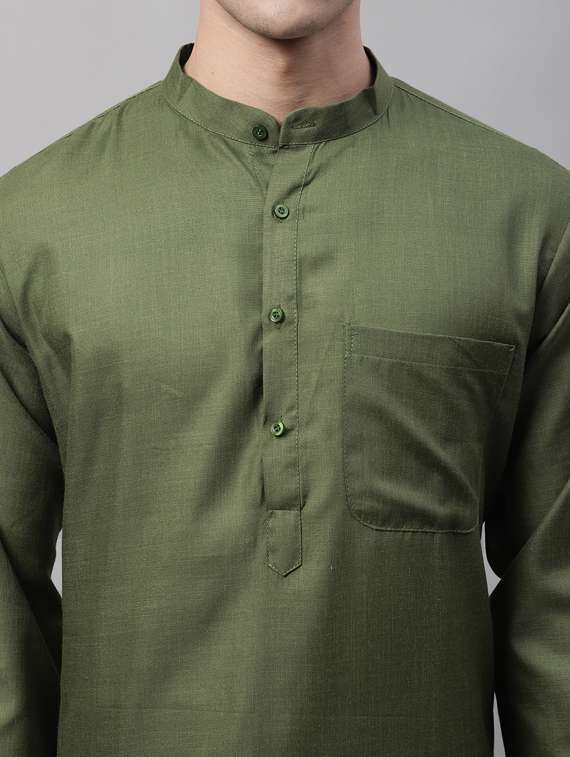 green solid long kurta - 19453488 - Standard Image - 4