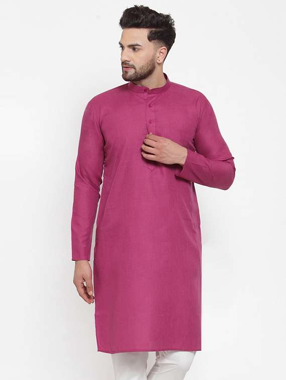 pink solid long kurta - 19453497 -  Standard Image - 1