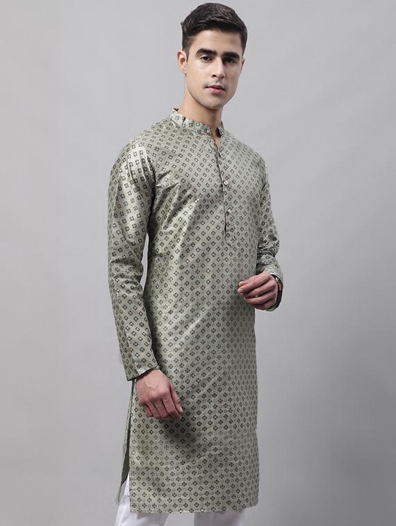 green printed long kurta - 19453505 - Standard Image - 1