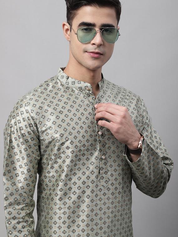 green printed long kurta - 19453505 - Standard Image - 4