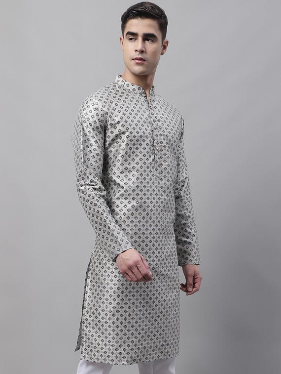 grey printed long kurta - 19453508 -  Standard Image - 1