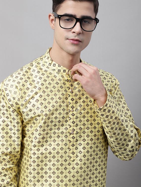 yellow printed long kurta - 19453516 - Standard Image - 4