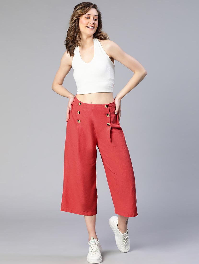 solid red flat front trouser - 19453908 - Standard Image - 4