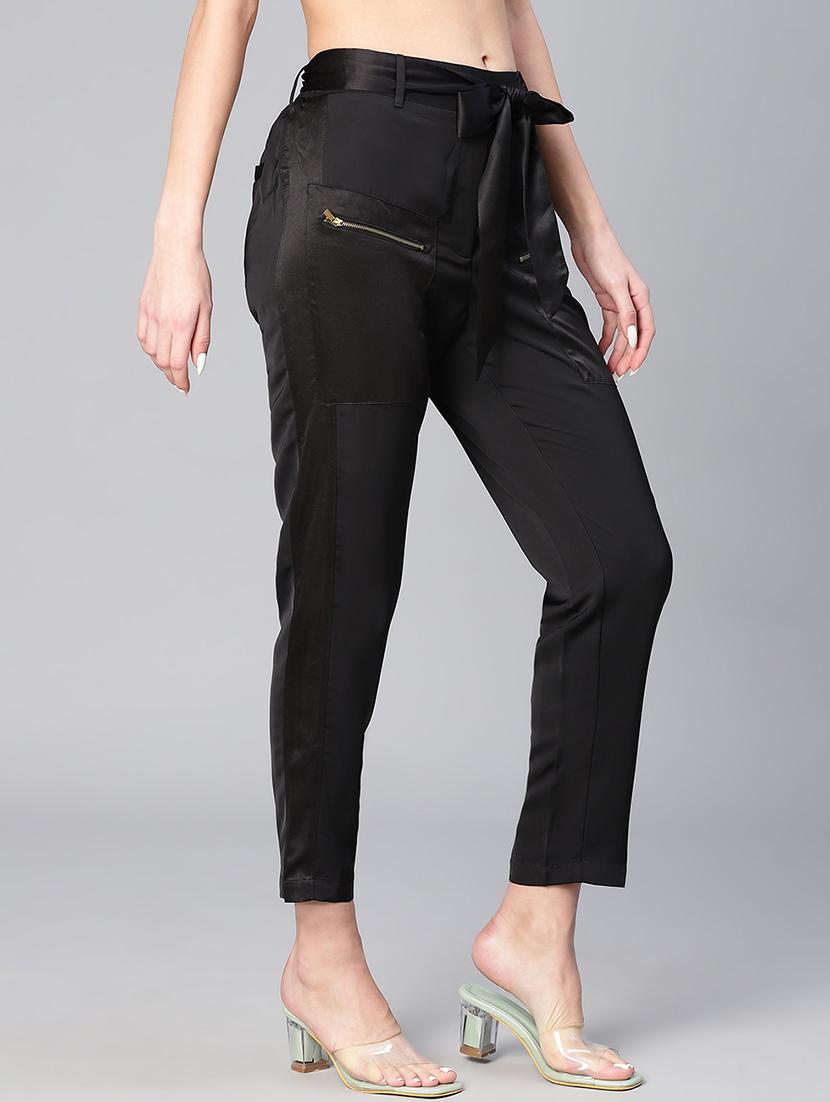 solid black flat front trouser - 19453911 -  Standard Image - 1
