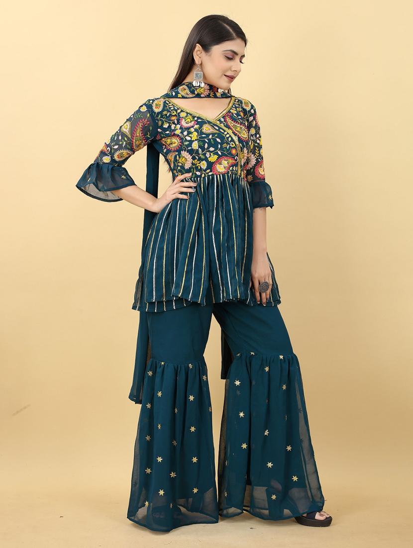 embroidered top bottom set - 19454951 - Standard Image - 1