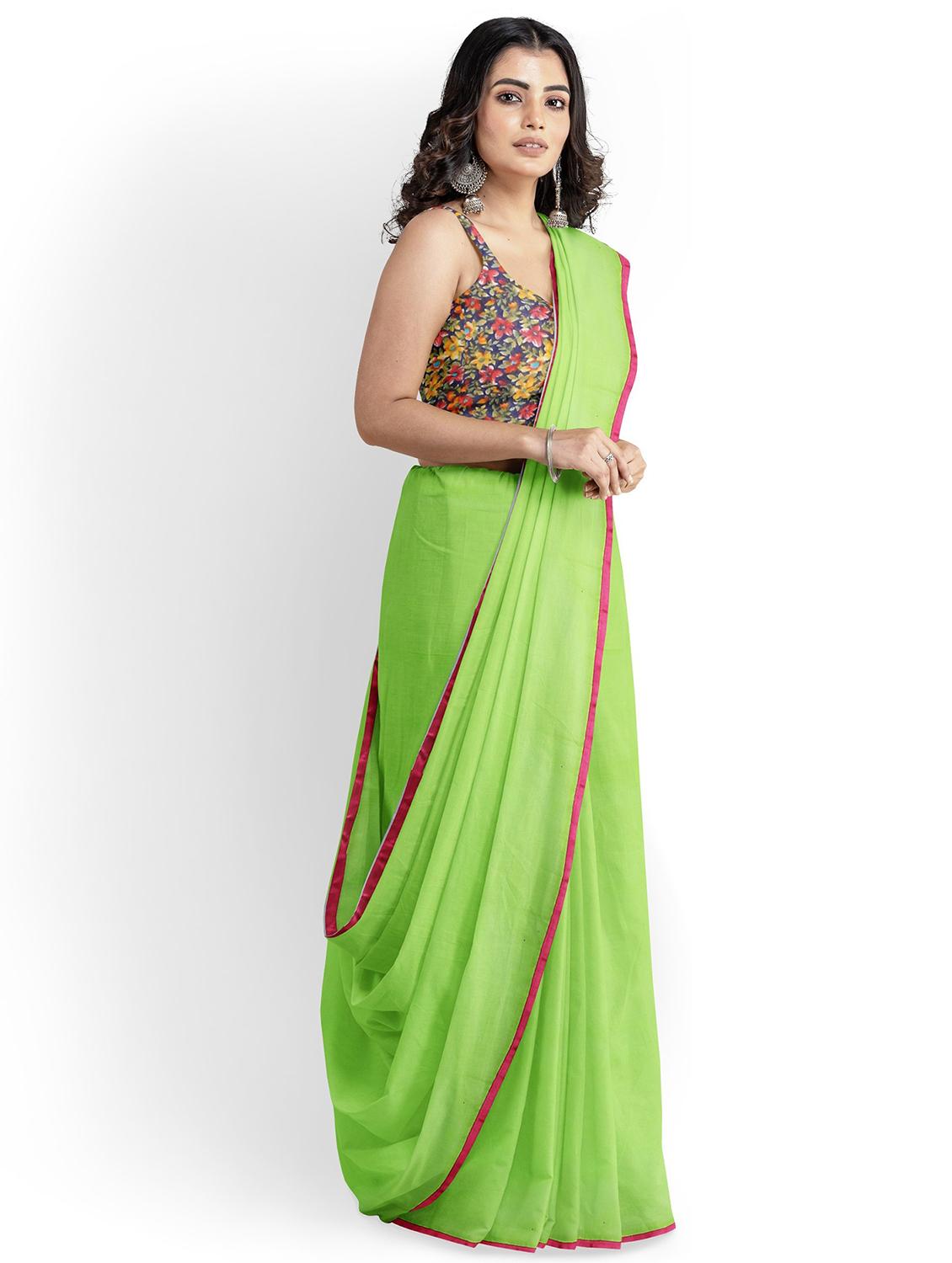 women's bordered light green colored saree - 19459478 - Standard Image - 1
