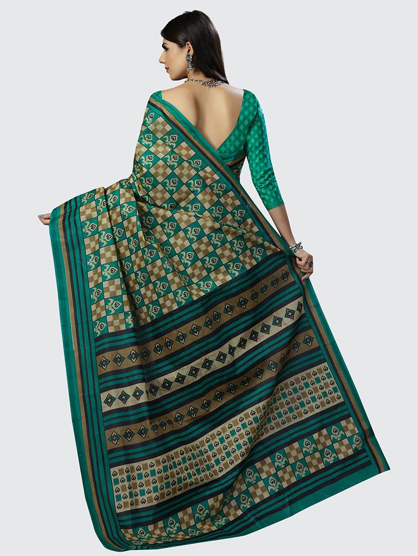 checkered design printed saree with blouse - 19461999 -  Standard Image - 1